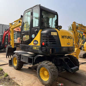 Mini excavadora de ruedas Hyundai 60W-7 original hecha en Corea, excavadora de ruedas usada hidráulica R60W para construcción, marca de importación - Product Image 2