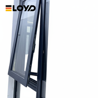 Fenêtre à auvent moderne Eloyd à rupture de pont thermique en bois et aluminium, à persiennes verticales rabattables, double vitrage trempé pour villa