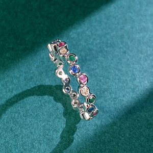 Anello in oro bianco placcato con zirconi colorati, stile coreano, gioielli alla moda da donna, regalo chic da indossare tutti i giorni - Product Image 4