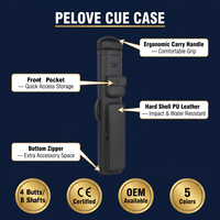 Estuche para tacos de billar PELOVE 4 Butts 8 Shafts, impermeable, de cuero, rígido, para viaje y torneo, con logotipo personalizado