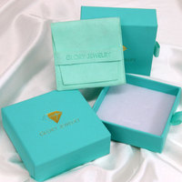 Boîte cadeau pour bijoux en papier bleu, petite, en carton, pour emballage de vente de fournisseur personnalisé, bleu Tiffany