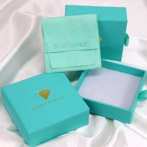 Scatola Regalo per <span class=keywords><strong>Gioielli</strong></span> in Carta Blu Tiff, Confezione Personalizzata per Fornitori, Piccola Scatola in Cartone per Imballaggio <span class=keywords><strong>Gioielli</strong></span> - Product Image 4