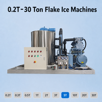 Machine à glace en flocons sur mesure 5 tonnes, qualité industrielle, entièrement automatique, compresseur haute efficacité, refroidissement air/eau pour applications aquatiques