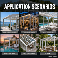 Pergola motorisée à lames en verre trempé, toit rétractable imperméable, moderne, pour villa, patio extérieur, jardin, cour, bioclimatique