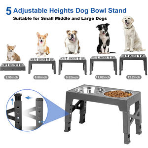 Mangkuk anjing yang ditinggikan, untuk anjing kecil sedang 5 tinggi dapat diatur mangkuk hewan peliharaan berdiri dengan 2 baja tahan karat antiselip mangkuk makanan anjing - Product Image 3