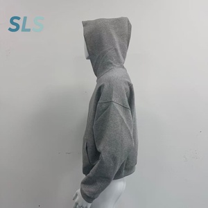 Custom Heavyweight French Terry Zipup Hoodies High Quality Cotton 420gsm <strong>Two</strong> Way Zipper Hoodies Men Boxy Cropped Zip up Hoodie - Product Image 5