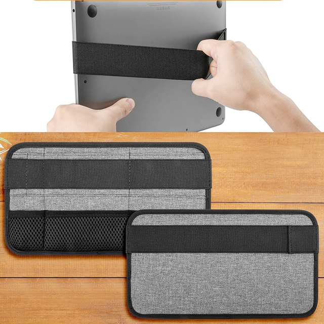 Portable Office Organizer Travel Cable Storage Electronics Organizer Attachable to Laptop Gray Laptop Tech Organizer