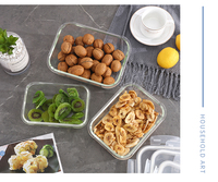 Boîte Bento JENSON en Verre Borosilicate Haute Transparente pour Micro-Ondes, Boîte à Lunch Rectangulaire Sûre avec Couvercle Scellé Résistant à la Chaleur