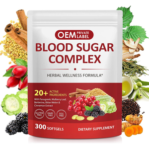תוסף תזונה OEM Blood Sugar Complex Softgels עם קינמון, מלון מר, עלי תות, חילבה, ברברין וויטמינים לאנרגיה - Product Image 1
