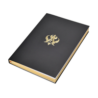 Cuaderno A5 negro encuadernado de costura personalizado con lámina de oro para estudiantes de escuela y oficina