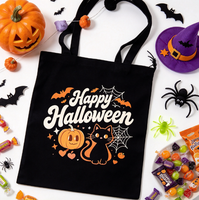 Sacs fourre-tout en toile de coton personnalisés, grands, réutilisables, écologiques, style courses, avec logo Halloween et motif recyclé, pour femmes, cadeau