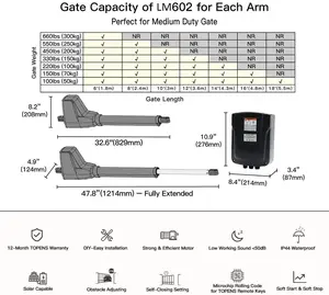 Lockmaster LM602 AC/DCデュアルスイングゲートオープナー700kgゲート用自動オペレーターゲートモーター