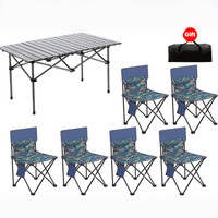 Table pliante et chaises à cadre en acier Oxford 600D Ensemble mobilier d'extérieur moderne 4 pièces portable pour camping et pique-nique