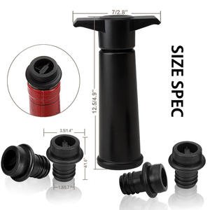 Vente en gros d'accessoires de bar sur Amazon Pompe à vide pour le <span class=keywords><strong>vin</strong></span> rouge avec <span class=keywords><strong>bouchon</strong></span> en silicone en plastique noir <span class=keywords><strong>Bouchon</strong></span> à <span class=keywords><strong>vin</strong></span> en verre - Product Image 1