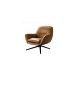 Fauteuil pivotant moderne en cuir marron à dossier haut pour salon et chambre à coucher