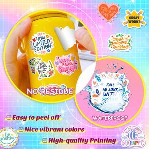 50 Pezzi Adesivi in Vinile Rosa con Citazioni Motivazionali, <span class=keywords><strong>Etichette</strong></span> Fustellate con Frasi in Inglese per Bottiglie e Diari - Product Image 4