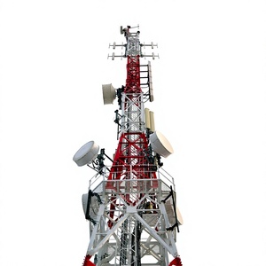 Torre de celosía angular de acero de 4 patas Q355B de 50m, 80m, 100m para soporte de estaciones 5G BTS de alta resistencia y multioperator. - Product Image 1