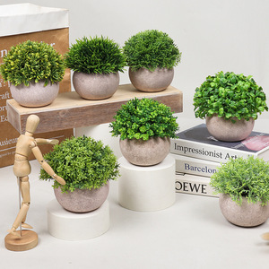 Mini plantes artificielles en pot verdure herbe verte en plastique Faux arbustes topiaires pour salle de bain maison cuisine bureau ferme décor - Product Image 4
