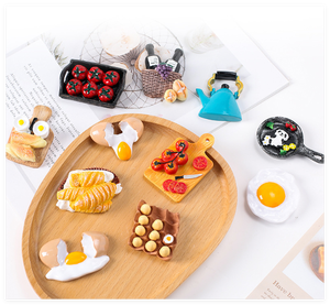 Ornement de mariage enfants jouet 3D figure nourriture sucrée dessert beignet gâteau résine macaron théière assiette pain pile beignet Hambourg gâteau - Product Image 1