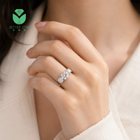 Bague de fiançailles à trois pierres en diamant de laboratoire taille brillant rond, or blanc 14K 18K, 2 carats D VVS, certifiée IGI, pour femme