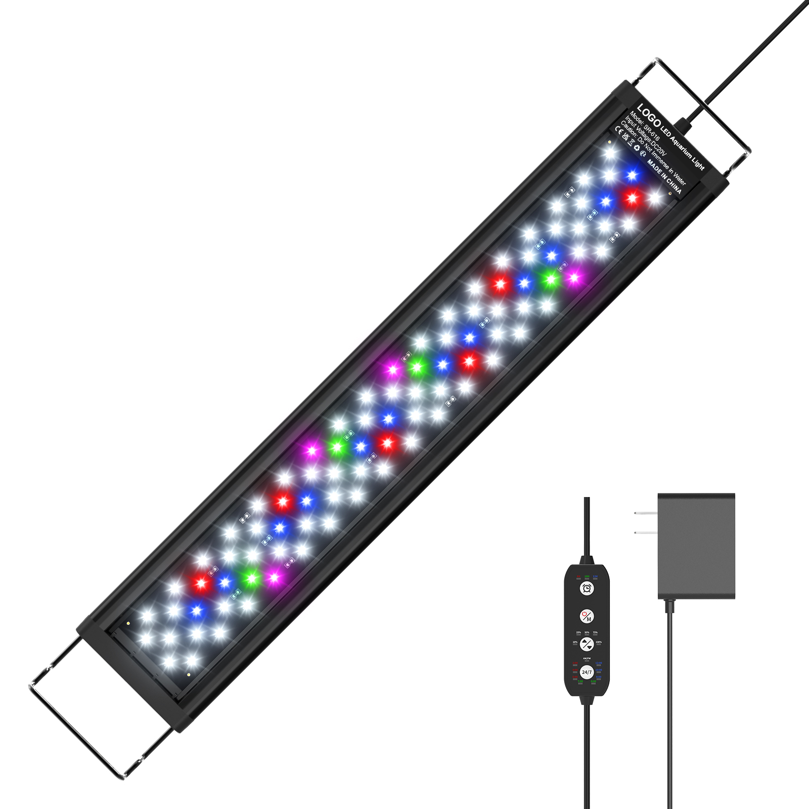 Lámpara de luz para tanque de peces de espectro completo de 30-120 CM con soportes extensibles, luz Led para acuario plantado acuático para tanque de plantas vivas