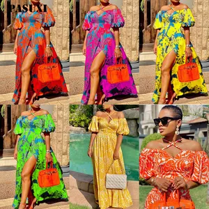 PASUXI Wholesale Summer Dresses Women Lady Elegant Bulk Floral Flower Girls' Casual Dress Plus Size Women's Dresses