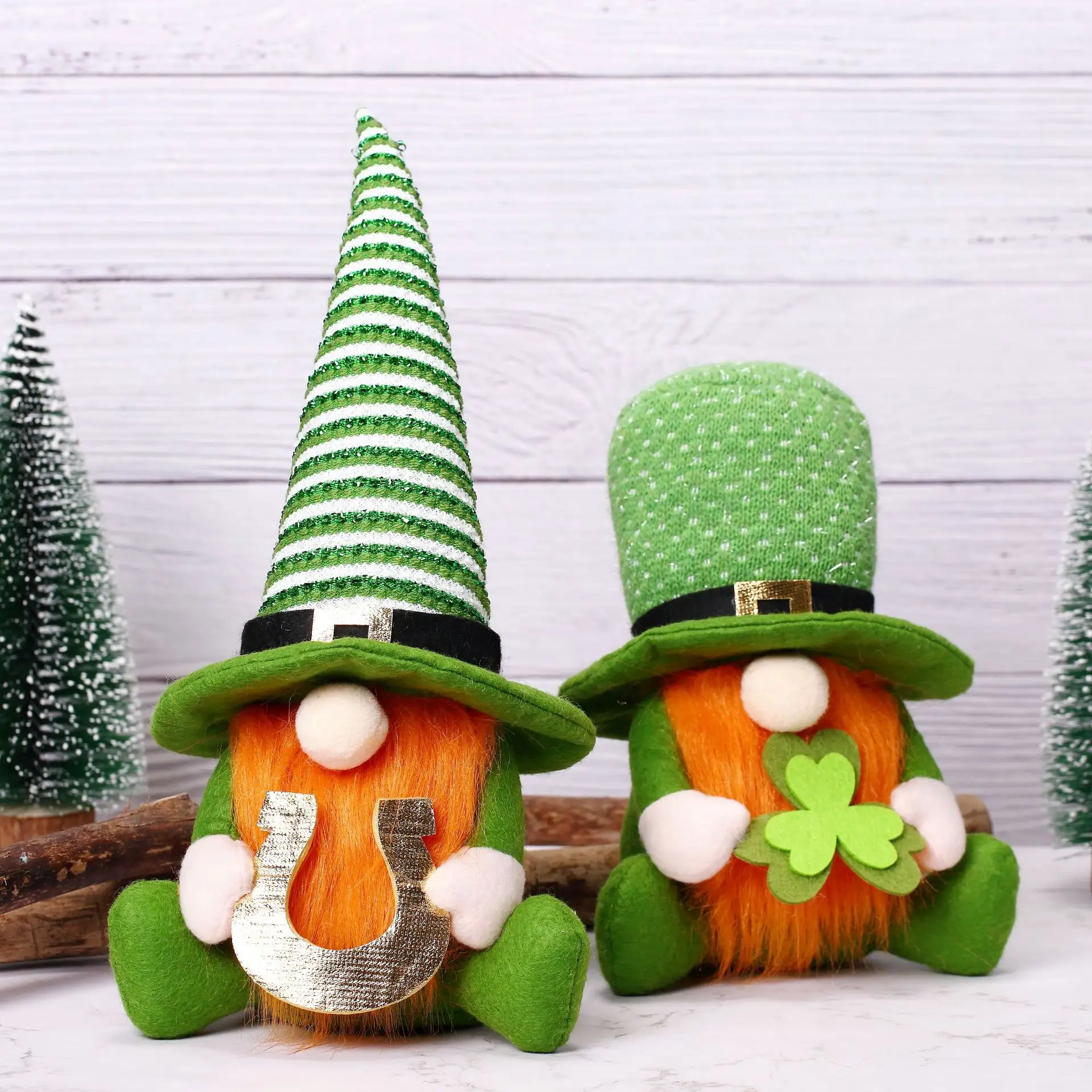 New St. Patrick'S Day Green Hat Doll Irish Day Clover Faceless Old Man Green Leaf Festival Decoration Christmas Decoration