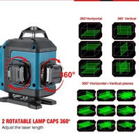 Niveau laser vert industriel 4D 16 lignes 360° à auto-nivellement, rechargeable, écran LED, IP54, 2mm/10m, outil de mesure pour la construction