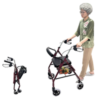 Déambulateur pliable multifonctionnel sur mesure en gros avec siège, panier de courses amovible, roues pivotantes, frein à disque, aide à la marche médicale