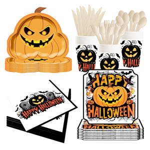 Juego de Vajilla Personalizado DAMAI con Diseño de Calabaza para Halloween, Incluye Platos y Vasos Desechables de Papel para Fiestas de Halloween - Product Image 5