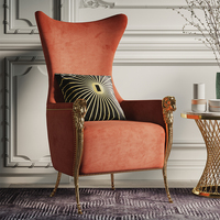 Fauteuil de salon moderne en bois et tissu velours, personnalisable, le plus populaire, style Guangdong, avec accoudoirs métalliques, canapé de loisirs tendance