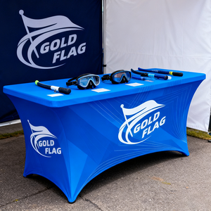 Nappe de table publicitaire personnalisée avec logo, en polyester durable, imprimée par transfert thermique, pour événements et publicité, 4 pieds x 6 pieds - Product Image 2