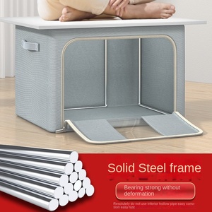Grande boîte de rangement en tissu pliable de 100 L avec double compartiment <span class=keywords><strong>pour</strong></span> vêtements, literie, organisation de la maison - Product Image 2