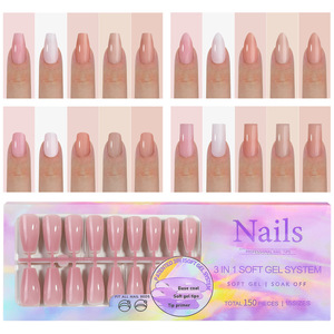 Uñas postizas de gel suave al por mayor, puntas pre-diseñadas cuadradas medianas, puntas de uñas francesas de cobertura completa - Product Image 2