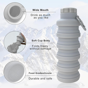 Eco-Friendly Foldable BPA Free 510ml Collapsible Silicone Tumbler Screw-On Lid Unisex Contemporary Customizable Color Camping - Product Image 3