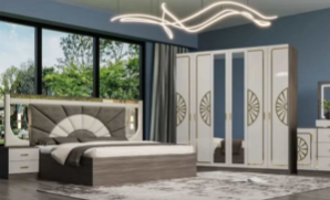 Ensemble de meubles de chambre à coucher Nova Luxury Modern Turkish Design 6 pièces, lit <span class=keywords><strong>King</strong></span>/Queen size, tête de lit capitonnée, rangement en bois - Product Image 3