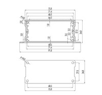 Boîtier de contrôle modulaire en profilé aluminium 100*92*35mm avec dessus à ailettes, brides de montage, anodisé IP54 pour électronique industrielle
