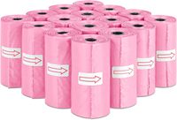 Sacs à déjections canines compostables roses parfum cerise avec distributeur, extra épais et résistants, en amidon de maïs mélangé, pour chiens