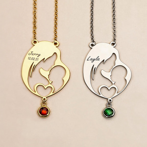<span class=keywords><strong>Collier</strong></span> Mère-Enfant en Acier Inoxydable SongYi, Pendentif Maman Gravé au Laser, Bijou Personnalisé, Cadeau Fête des Mères, Anti-ternissement - Product Image 6