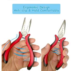 Obexa OBP-39499 Alicates de metal y goma negros y rojos para extensiones de cabello, mini alicates de 3 orificios para abrir y quitar micro/nano anillos, agarre ergonómico - Product Image 5