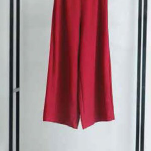 Pantalones Casuales de Invierno para Mujer, de Color Sólido, Cintura Alta Elástica, Corte Recto y Ancho, 100% Poliéster - Product Image 4
