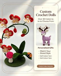 Statuetta di <span class=keywords><strong>Cervo</strong></span> e Fiore Lavorata a Mano, 100% Cotone, Colore Personalizzabile, Etichetta Privata, Fornitura di Fabbrica con MOQ Basso - Product Image 6