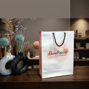 Luxury Custom Printed White <b>Paper</b> Gift Bag with Black Rope Handle Premium Retail Boutique and Cosmetic Packaging - Product Image 3