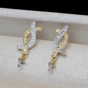 Boucles d'oreilles pendantes tendance pour femmes Wenchi en argent S925, style européen et américain, version coréenne, avec perles 7-12, accessoires DIY - Product Image 5