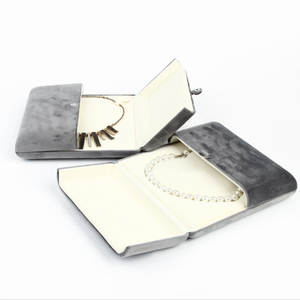 2020 Bán Buôn Sang Trọng Vòng Cổ Hộp Đồ Trang Sức Nhung Màu Xám Vòng Cổ Hộp Bao Bì Mẹ Của Ngọc Trai Sang Trọng Ngọc Trai Hộp Đồ Trang Sức - Product Image 1