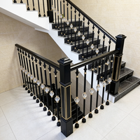 Rampe d'escalier moderne de luxe en cristal, rampe d'escalier en aluminium adaptée aux villas, personnalisable