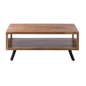 Mesa de centro de metal de madera maciza de diseño moderno con cajones de almacenamiento, mesita de noche tallada a mano en Color marrón para uso en dormitorio - Product Image 2