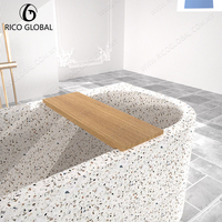 Baignoire à débordement élégante et contemporaine en terrazzo, baignoire spa intérieure en surface solide BT-140A