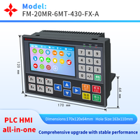 Écran LCD couleur 4,3 pouces PLC tout-en-un, compatible FX1S-20MR, 2 canaux d'impulsions intégrés 100 kHz pour moteur pas à pas et driver