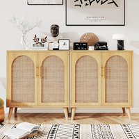 Nordique moderne arc rotin console salon salle à manger rotin armoire en bois buffet buffet style japonais